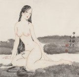 【已售】李鳳英 四尺斗方《凝情靜思》 北京美協(xié)會員