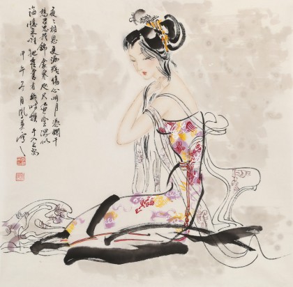 【已售】李鳳英 四尺斗方《夜夜相思更漏殘》 北京美協(xié)會(huì)員