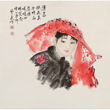 【已售】李鳳英 四尺斗方《回眸》 北京美協(xié)會(huì)員