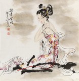 【已售】李鳳英 四尺斗方《凝情無語》 北京美協會員（詢價）