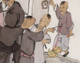 韓恩勝 四尺三開《恭賀新禧》中美協會員 水墨漫畫名家