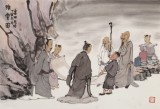 韓恩勝 四尺三開《雅賞圖》中美協會員 水墨漫畫名家