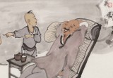 韓恩勝 四尺三開(kāi)《慵閑無(wú)一事》中美協(xié)會(huì)員 水墨漫畫(huà)名家