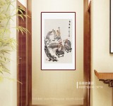 韓恩勝 四尺三開《老來樂》中美協會員 水墨漫畫名家