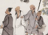 韓恩勝 四尺三開《青梅竹馬圖》中美協(xié)會員 水墨漫畫名家