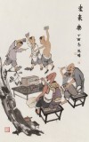 韓恩勝 四尺三開《老來樂》中美協會員 水墨漫畫名家