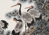 【已售】朱祖義 四尺《松鶴萬壽》 中國老子書畫院副院長