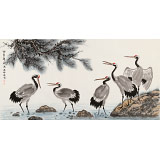 朱祖義 四尺《松鶴延年》 中國(guó)老子書(shū)畫(huà)院副院長(zhǎng)
