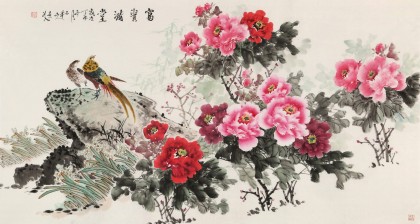 【已售】梁景欣 六尺《富貴滿堂》 青大美院學院派畫家
