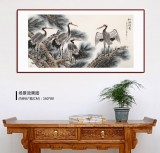 朱祖義 四尺《松齡鶴壽》 中國老子書畫院副院長
