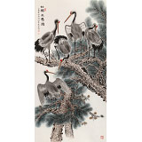 【已售】朱祖義 四尺《松鶴萬(wàn)壽圖》 中國(guó)老子書(shū)畫(huà)院副院長(zhǎng)