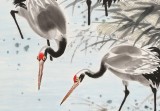 【已售】朱祖義 四尺《鶴喜月華鳴》 中國老子書畫院副院長