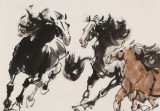 【已售】王向陽 六尺《八駿呈祥》 河南美協會員