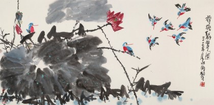 王永剛 四尺《荷塘聚翠圖》 國(guó)家一級(jí)美術(shù)師（詢價(jià)）