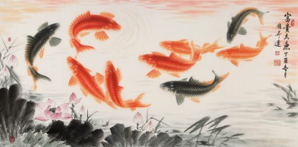【已售】周升達(dá) 四尺《富貴久魚》 中國(guó)畫院國(guó)畫組長(zhǎng)（詢價(jià)）