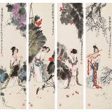 【已售】南海禪寺 妙林居士 四條屏《春光啟詩思》