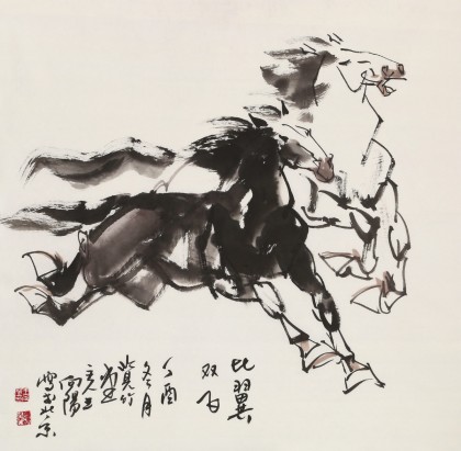 王向陽 四尺斗方《比翼雙飛》 中國美術家協會會員（詢價）