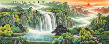 【已售】吳東 小八尺《源遠流長》 著名易經(jīng)風水畫家