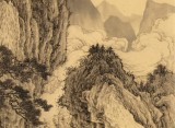 【已售】吳顯剛 四尺三開《云深觀瀑圖》 貴州七星關美協主席