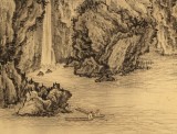 【已售】吳顯剛 四尺三開《云深觀瀑圖》 貴州七星關美協主席