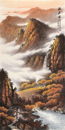 張慧仁 四尺《秋居圖》 廣西山水畫家協會常務理事