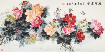【已售】侯樹堂 四尺《花開富貴》 山西繁峙美術家協會理事
