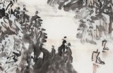 庾超然 四尺三開《秋江歸帆圖》 黃鶴樓書畫院院長(zhǎng)