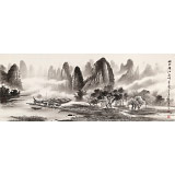 【已售】張慧仁 小六尺《煙雨漓江 千峰競秀》 廣西山水畫家協會常務理事