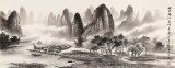 【已售】張慧仁 小六尺《煙雨漓江 千峰競秀》 廣西山水畫家協會常務理事
