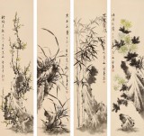 【已售】何華賢 四條屏《四君子》 潁淮書畫名家