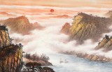 【已售】張慧仁 小八尺《紫氣東來旭日升》廣西山水畫家協會常務理事