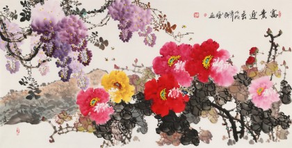 黃藝 四尺《富貴迎春》 吉祥家居風水畫