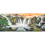 吳東 小八尺《源遠流長》 著名易經(jīng)風水畫家