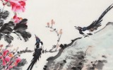 【已售】曲逸之 四尺《富貴雙喜》 河南省著名花鳥畫家