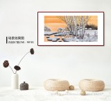 何一鳴 四尺三開《霞光映雪》 冰雪畫派畫家 師從于志學