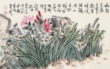 曲逸之 六尺對開《春思》 河南省著名花鳥畫家