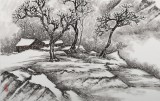 王永剛 四尺斗方《雪邨小景》 國家一級美術師（詢價）