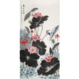 【已售】朱祖義 四尺荷花圖《香遠溢清》 中國老子書畫院副院長