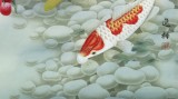 【已售】趙逸梅 四尺斗方《雙魚大利圖》 著名工筆畫家