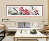 曲逸之 六尺對開《花開富貴》 河南省著名花鳥畫家