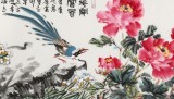 曲逸之 六尺對開《花開富貴》 河南省著名花鳥畫家
