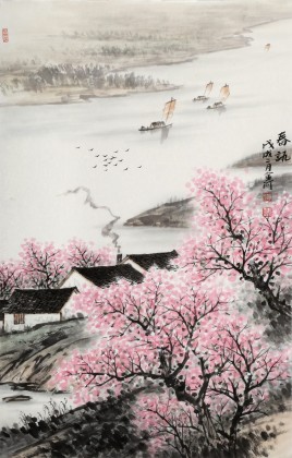 【已售】劉金河 作品《春訊》中國美術(shù)家協(xié)會會員