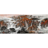 【已售可訂制】李碧峰 小八尺《 秋山聽泉圖》 中國書畫家協會理事