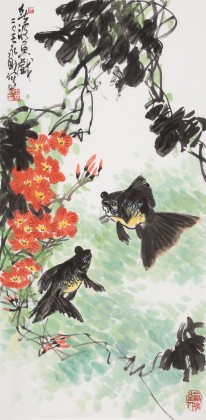 王永剛 吉祥水墨《春江魚戲》 國家一級美術師（詢價）