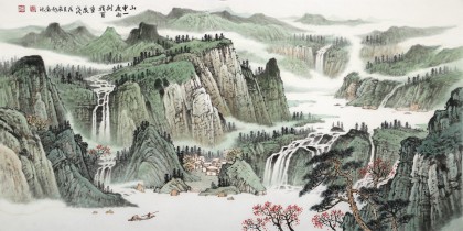 【已售】廖崧越 四尺《山中一夜雨》 廣西桂林美協(xié)會員
