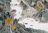 【已售】廖崧越 四尺《春溪行旅》 廣西桂林美協會員
