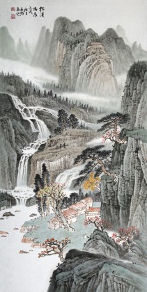 廖崧越 四尺《松溪鳴泉》 廣西桂林美協(xié)會員