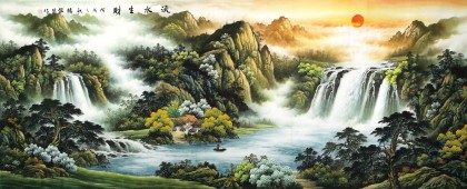 【已售】楊銘昌 小八尺《流水生財(cái)》 安徽山水畫研究協(xié)會(huì)理事