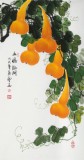 【已售】黃藝三尺招財辟邪葫蘆畫《五福臨門》