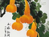【已售】黃藝三尺招財辟邪葫蘆畫《五福臨門》